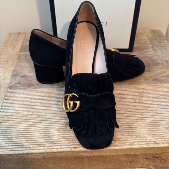 Gucci Marmont Women's Black Suede Loafers Pumps 37 / 7 - Picture 5 of 10